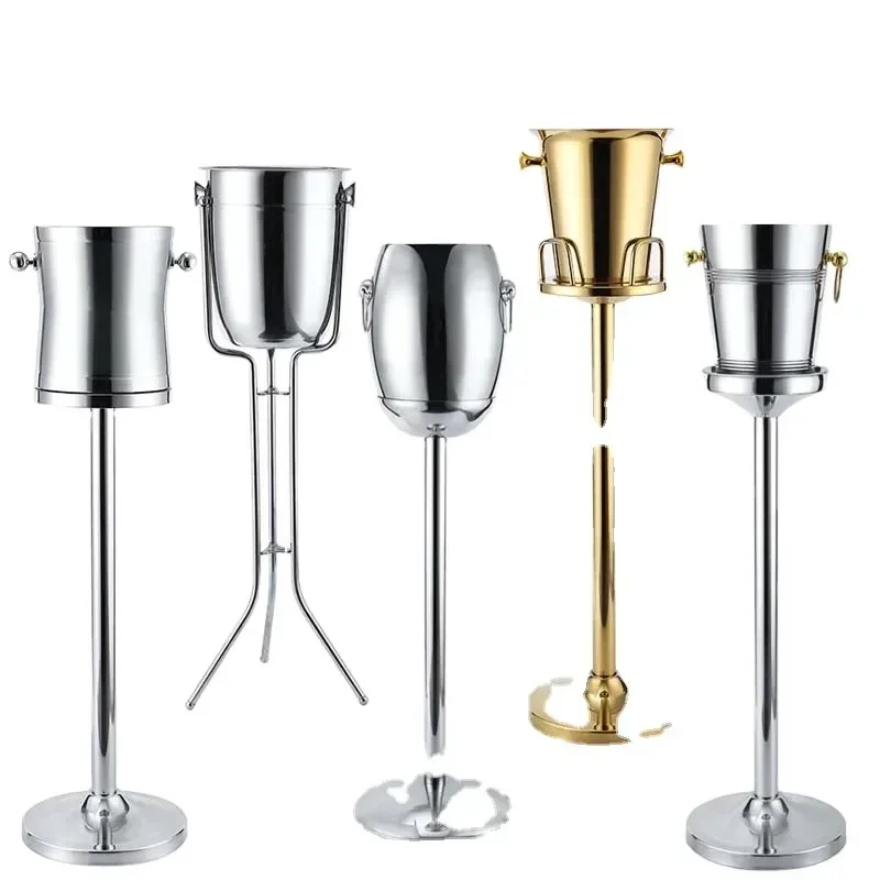 European champagne bucket rack stainless steel KTV bar ice bucket household ice bucket with tripod luxury red wine bucket