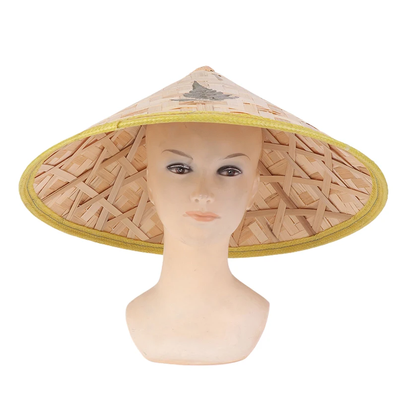 1PC Rice Farmer Hat For Men Women Chinese Bamboo Hat For Adult Unisex Cosplay Ninja Conical Sun Cap Handwoven Fisherman Hat