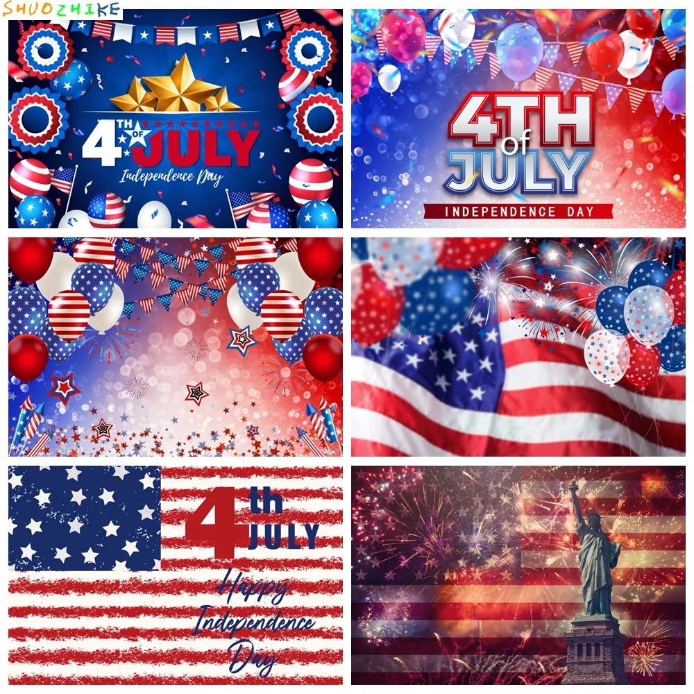 

Happy 4th of July Independence Day Backdrop American Flag Patriotic Veterans National Party Photography Background Photo Studio