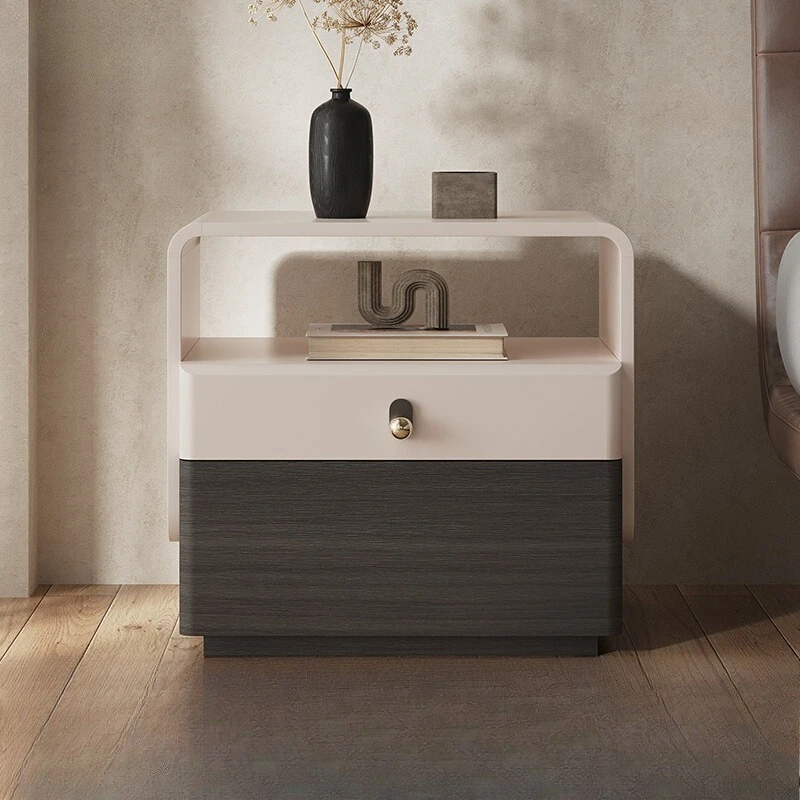 

All solid wood Italian bedside table 2025 new high-end light luxury master bedroom creative home bedroom bedside storage cabinet