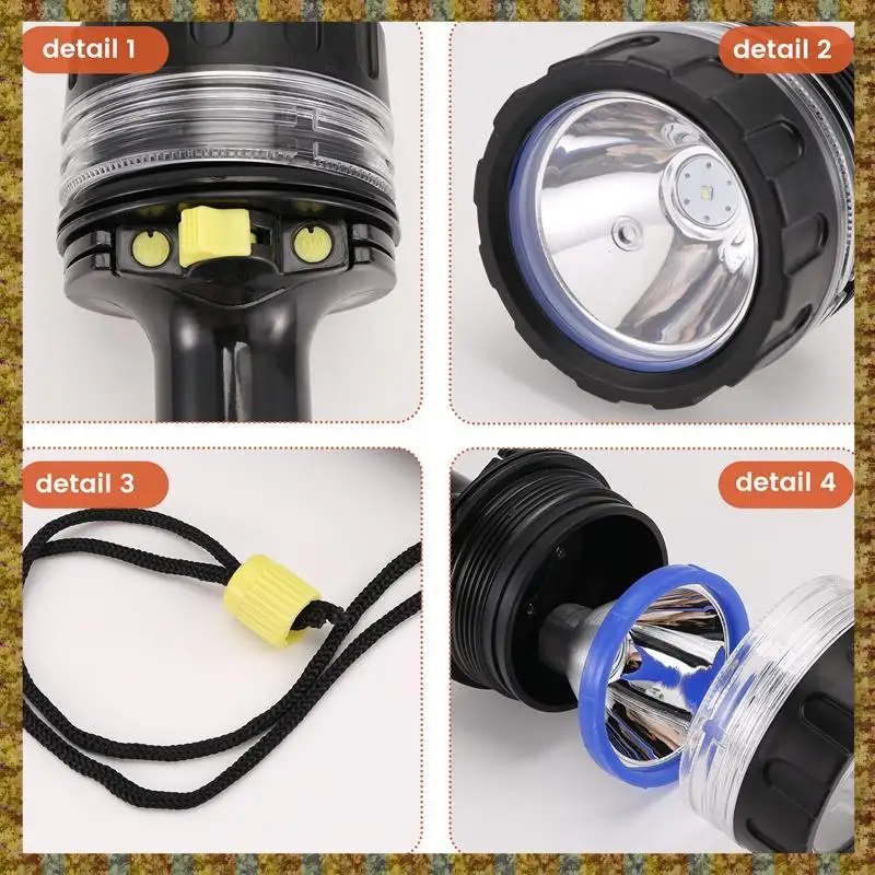 F-F Scuba Deep Diving Light Профессиональный мощный фонарик Подводный водонепроницаемый светодиодный фонарь для дайвера