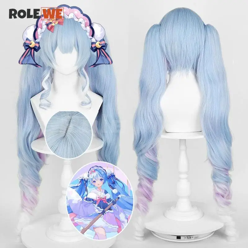 Snow Miku VOCALOID 2023 90cm Long Anime Cosplay Wigs Fiber Heat Resistant Synthetic Hair + Wig Cap