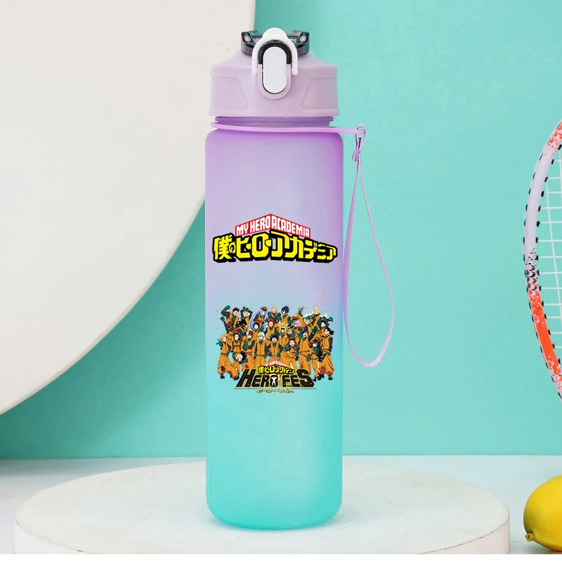 750ml Anime My Hero Academia Straw Water Bottle women men Cartoon Drinking Water Cup Outdoor Large Capacity Camp Drinkcup Gift view 5