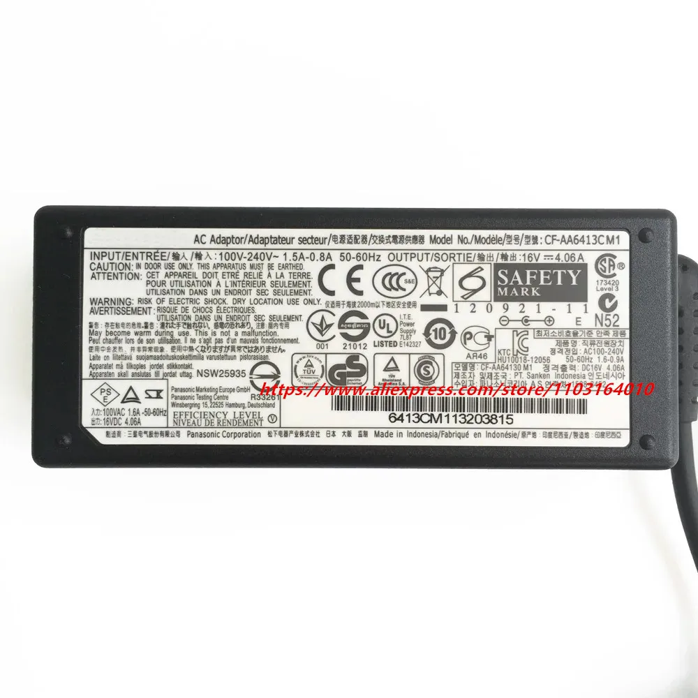 Оригинальное зарядное устройство для ноутбука 65 Вт, 16 В, 4,06 А для Panasonic ToughBook CF-AA6412C M3, CF-AA6402A M1, адаптер переменного тока TestPad FZ-G1