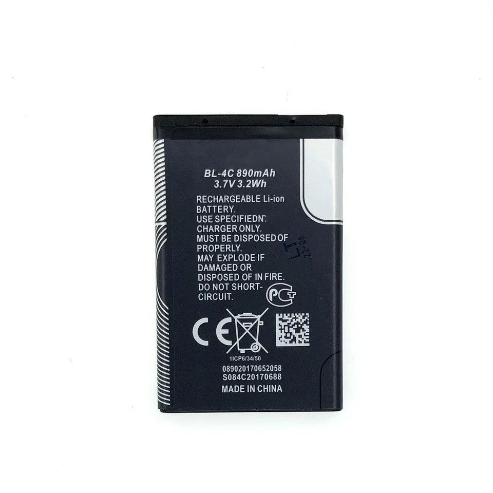 Batería de repuesto genuina BL-4C para Nokia 6100 6300 6125 6136S 6170 6260 6301 7705 7200 7270 8208 BL4C 860mAh 2