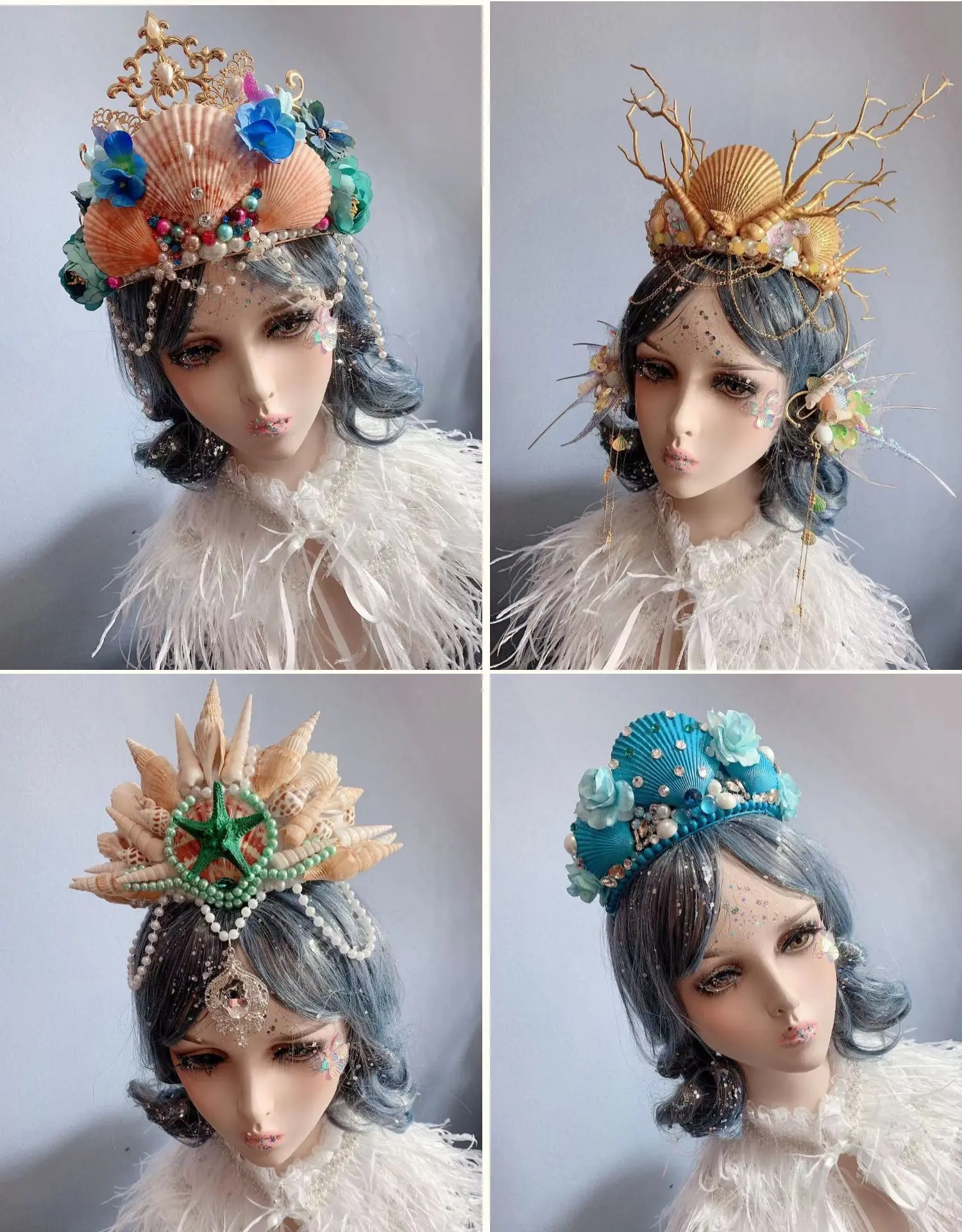 

Vintage ocean style mermaid princess headdress shell crown show catwalk Lolita photography conch hair accessories elf