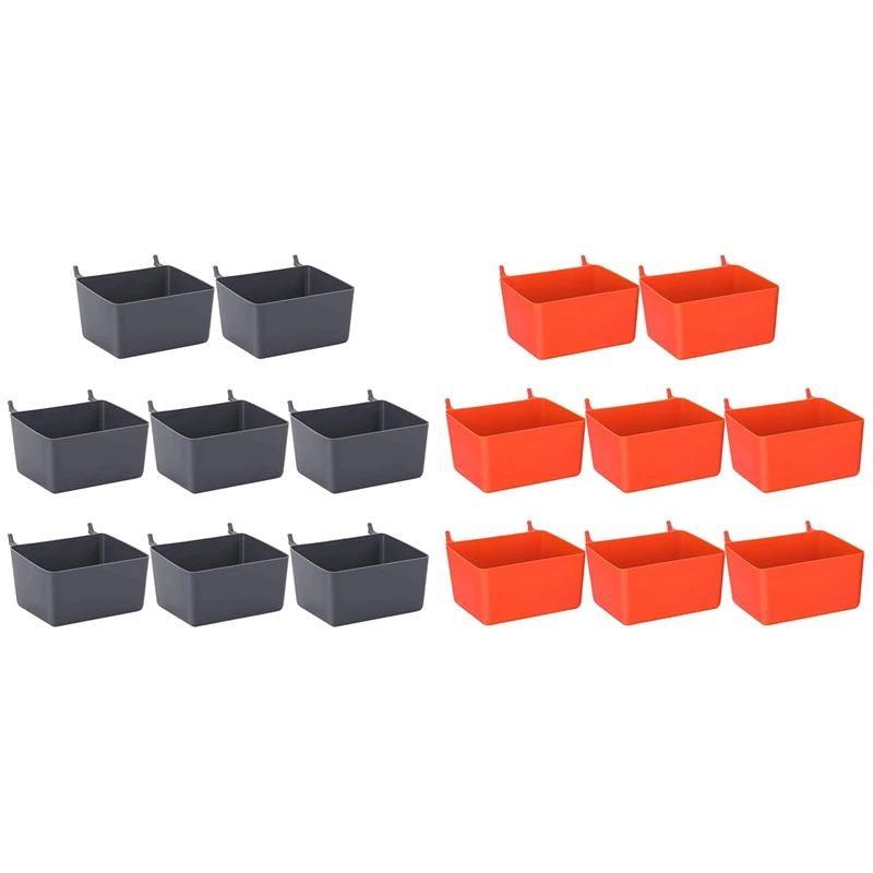 16Pcs Pegboard Bins Kit Pegboard Parts Storage Pegboard Accessories Workbench Bins - 8Pcs Grey & 8Pcs Red