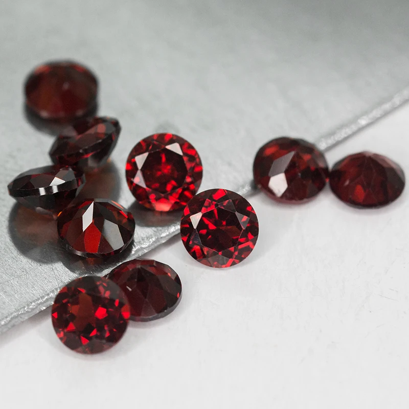 Kibo Wholesale Natural Loose Gemstone Round Cut 1.0-5.0mm Red Garnet