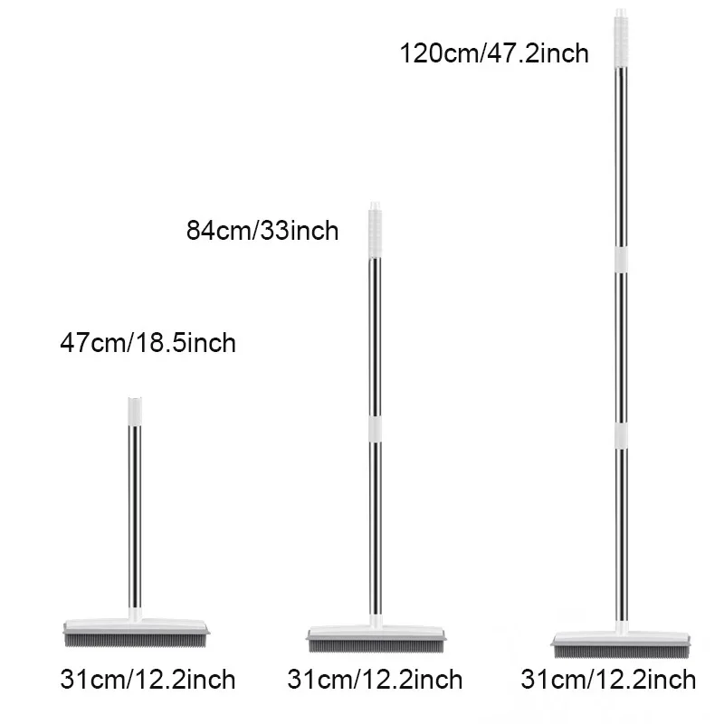 Vassoura de borracha com alça cerdas removendo animais, gatos, pêlos de cães, pisos, tapetes, telhas, janelas e jardins