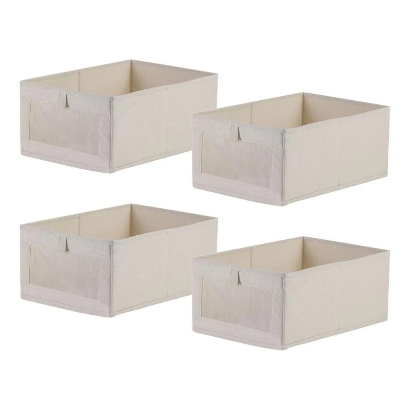 

Pack Of 4 Linen Storage Containers for Home and Dorm Room Use Clothing Boxes .Q0KF