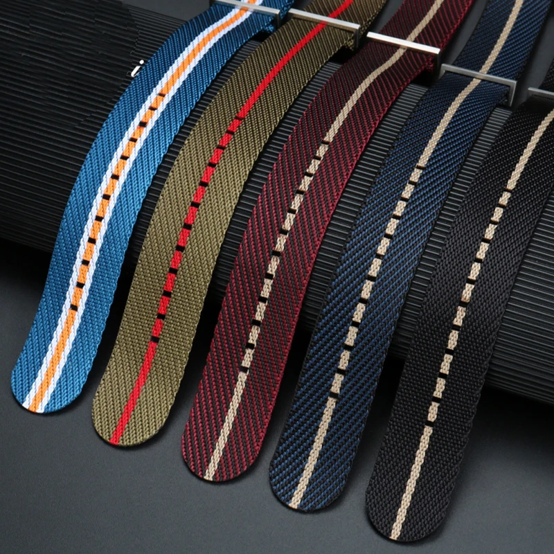 20mm 22mm Premium-Grade Military Striped Nylon Watchbands For Tudor Watch Strap  Movable Ring Military Bracelet men