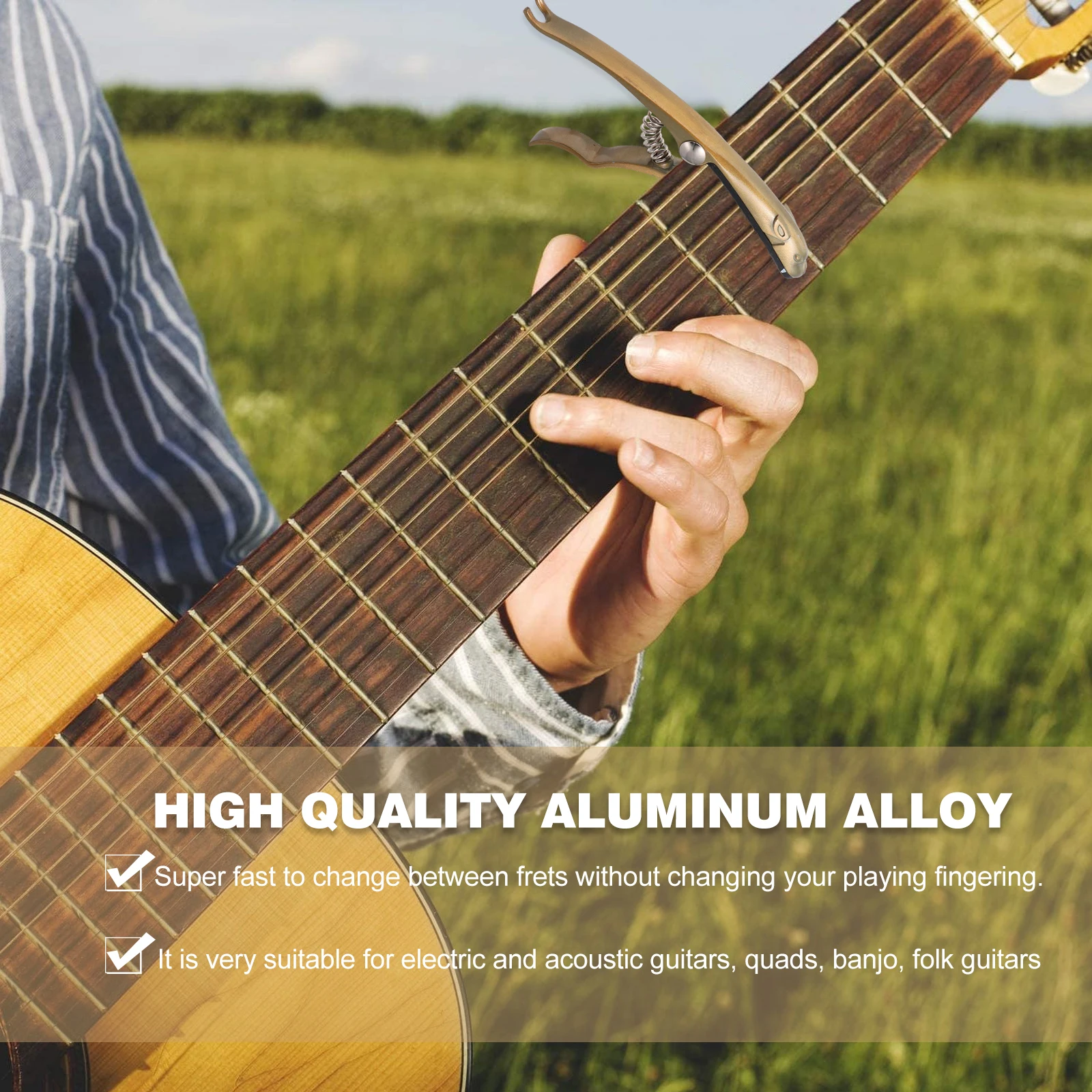 

Guitar Capo Classical Clip-on Adjustable for Acoustic Guitars Golden Electric Accessories