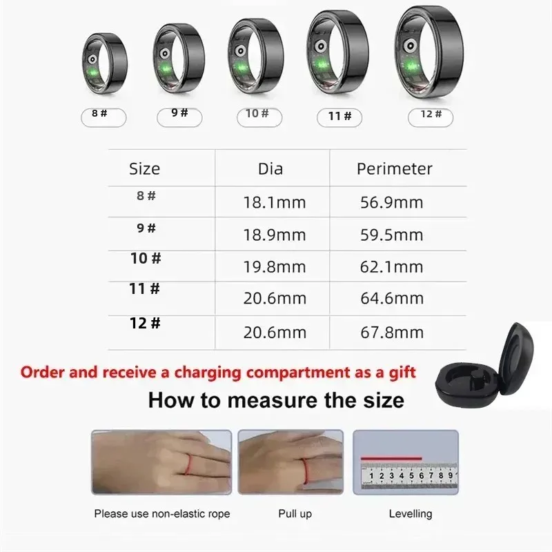 For HUAWEI XIAOMI Men Smart Ring Military Grade Titanium Steel Shell Health Monitoring IP68 & 3ATM Waterproof Multi-sport Modes