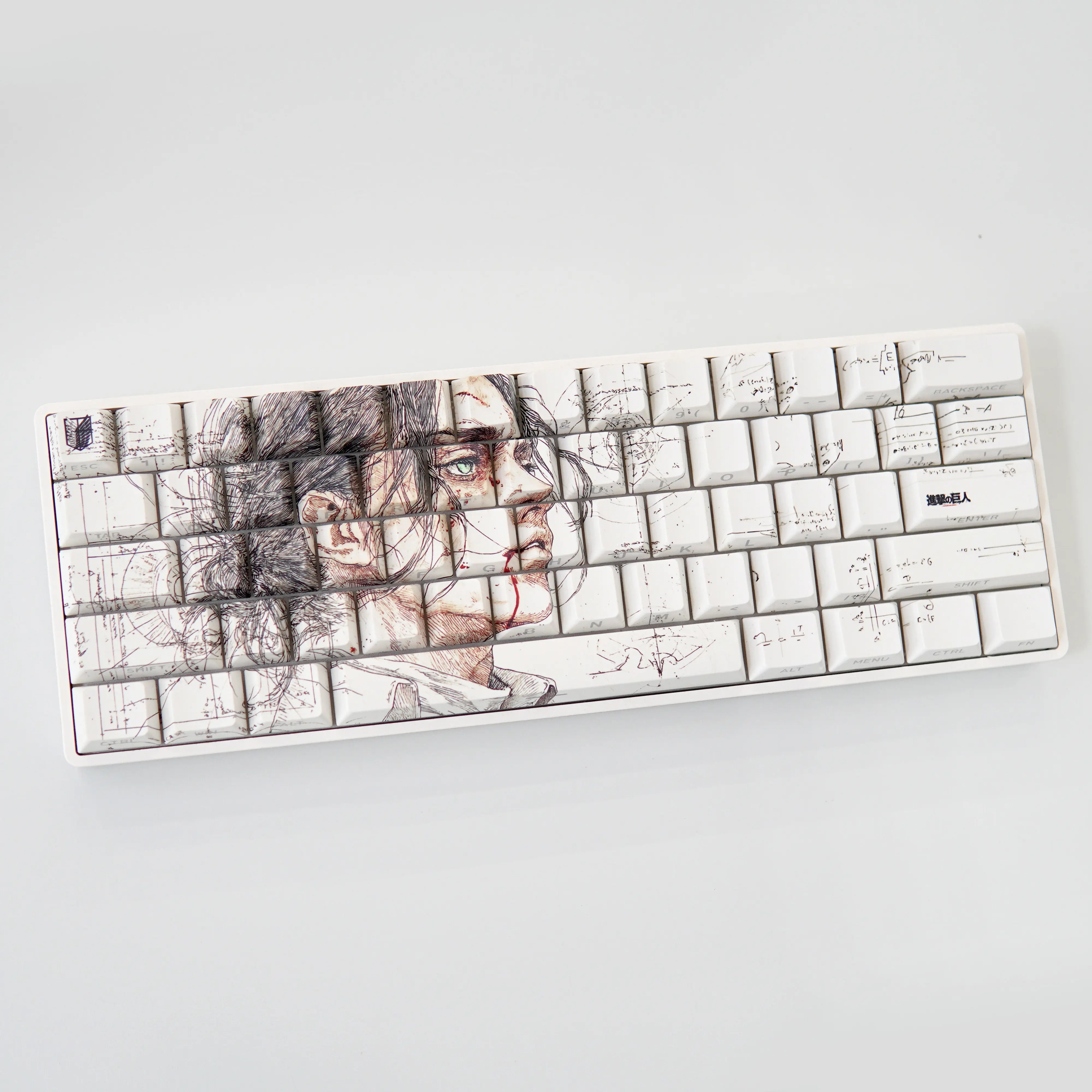 Attack on Titan Keycaps しんげきのきょじん Keycap Anime PBT DYE-Sub Cherry Profile Key Cap for ANSI Made68 Mad68 Wooting 60 MCHOSE75