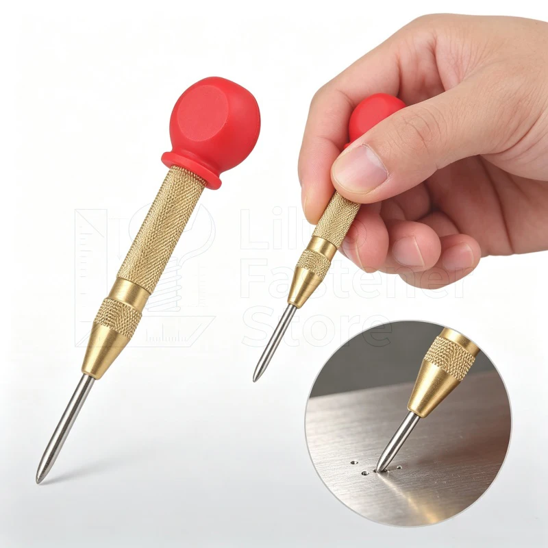 1pcs Automatic Center Pin Punch Woodworking Tools Spring Loaded Marking Metal Drill Bits Wood Press Dent Marker Tool