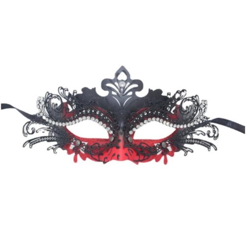 Iron Butterfly Masquerade Mask Half Face Hollow Eye Line Diamond Halloween Princess Mask Props Party Performance Accessories