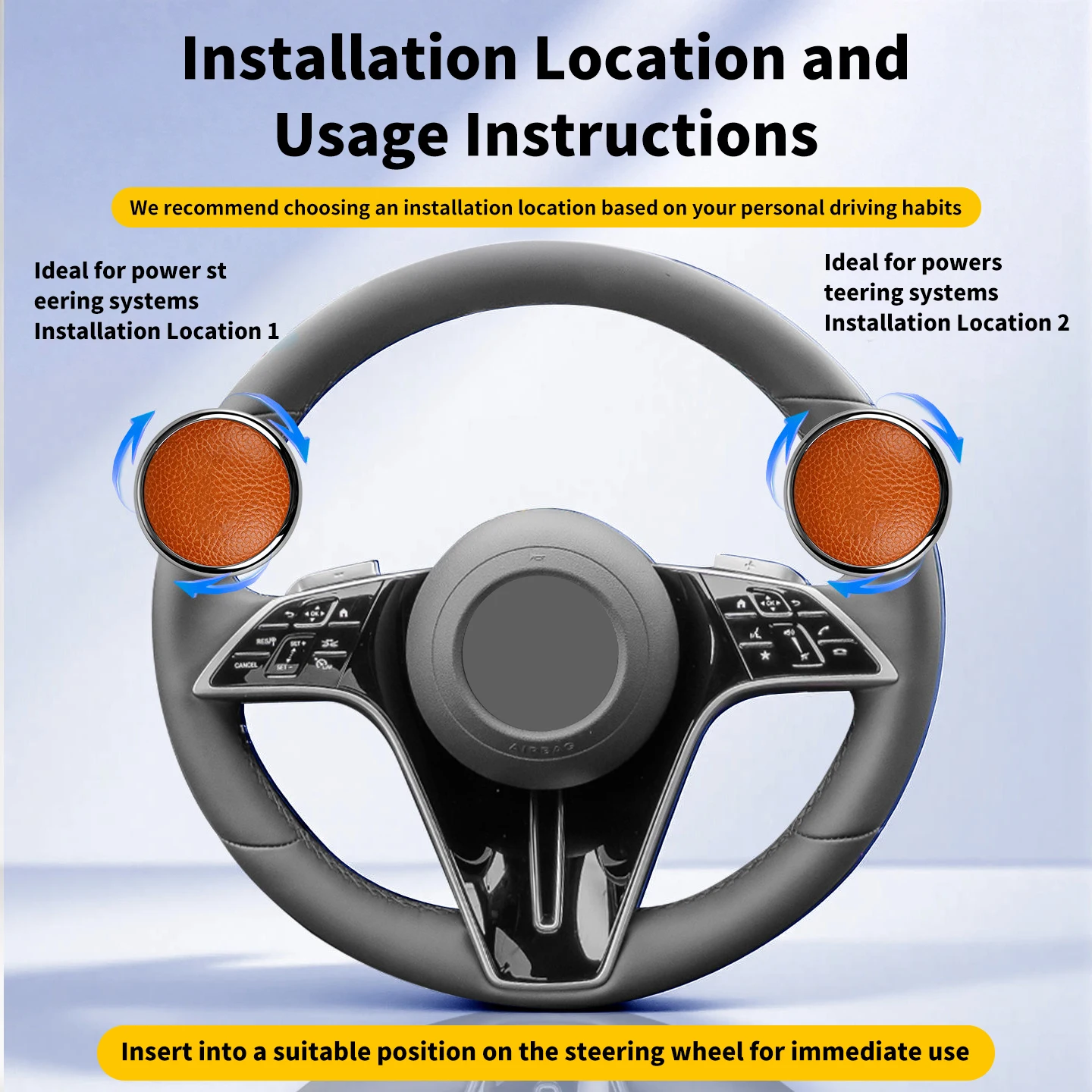 Steering Wheel Power Ball, Power Steering Ball, Steering Wheel Power Handle, Car Steering Wheel Assist Device, Suitable for All Models