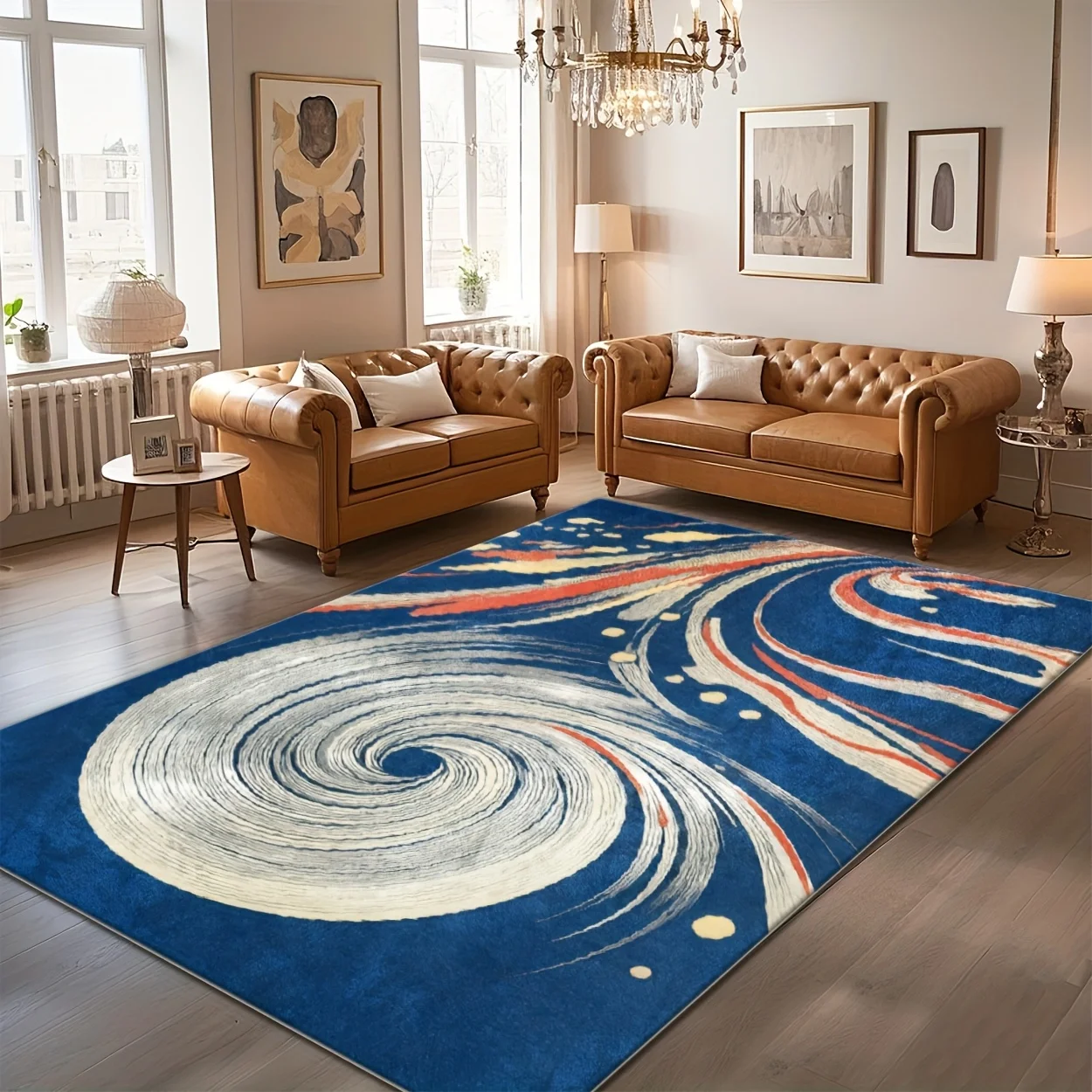 Dynamic Fluid Water Paint Carpet Non Slip Soft Texture Rug For Home Office Dining Room Decoration