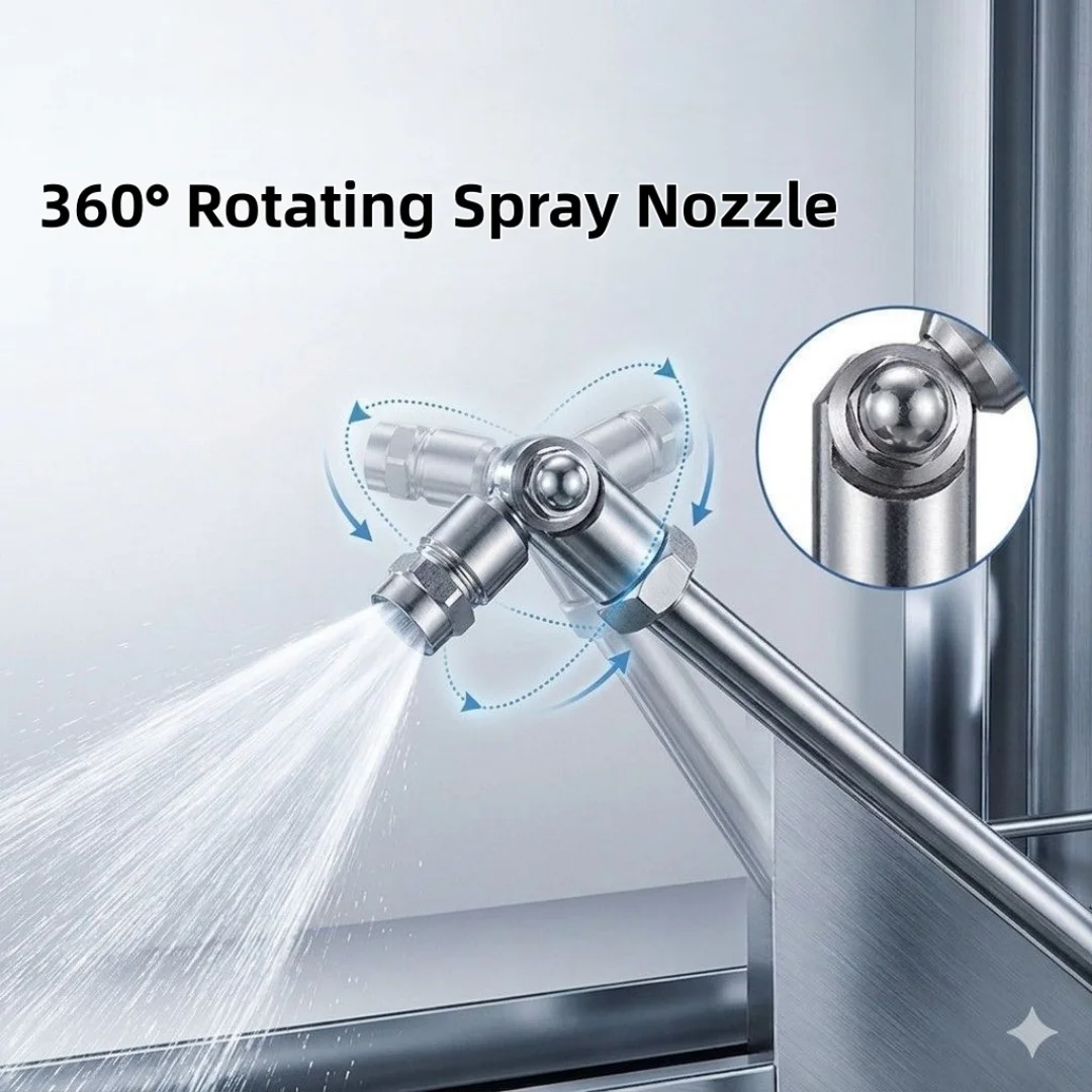 360 °   Brosse de nettoyage pivotante pour climatiseur, connexion rapide 1/4'', 25 °   Outil de nettoyage de ailettes de climatiseur à buse grand angle
