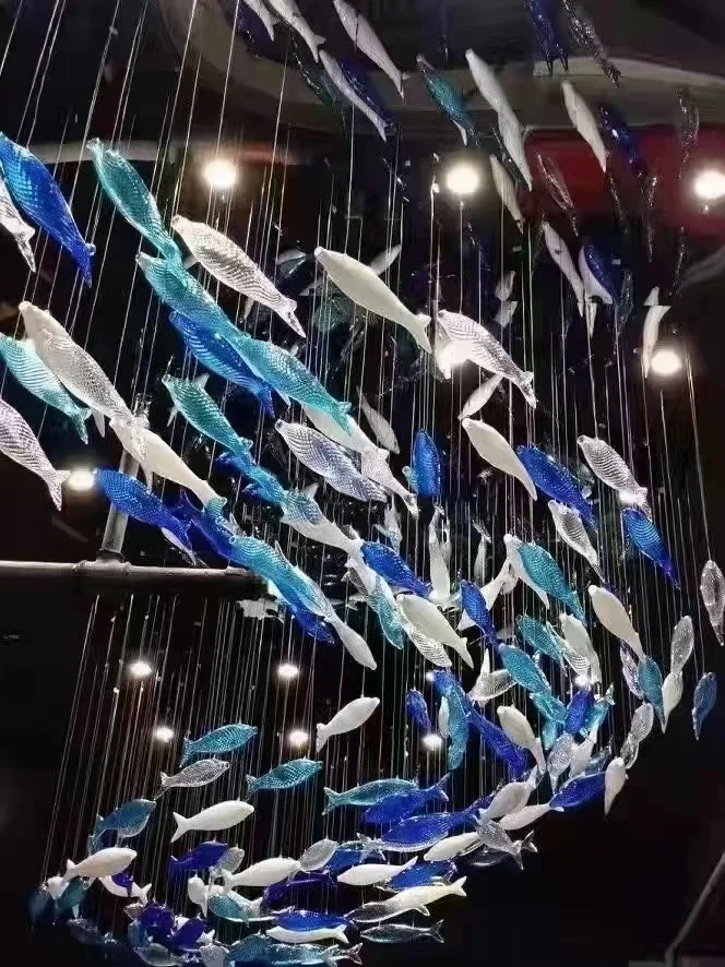 Custom Contemporary Stained Fish Glass s Large Modern   for Hotel Lobby Mall & Loft