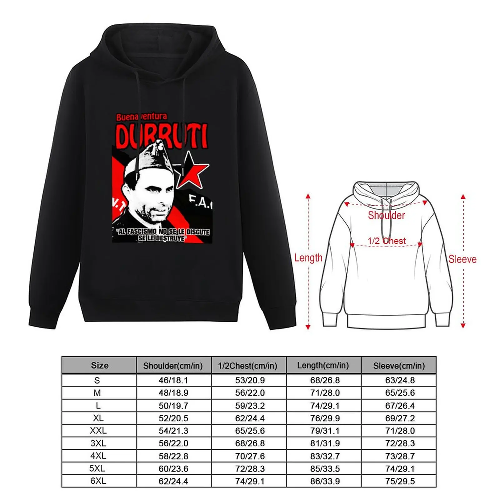 DURRUTI CNT/FAI เสื้อสวมหัวมีฮู้ดมีฮู้ดวอร์ม