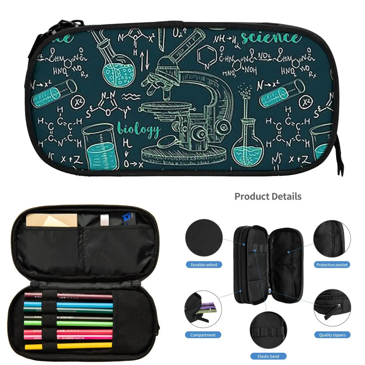 

Винтажные старые химические лабораторные трубки для микроскопа, формулы, пеналы для студентов, школьная коробка для ручек, сумка для карандашей, пенал