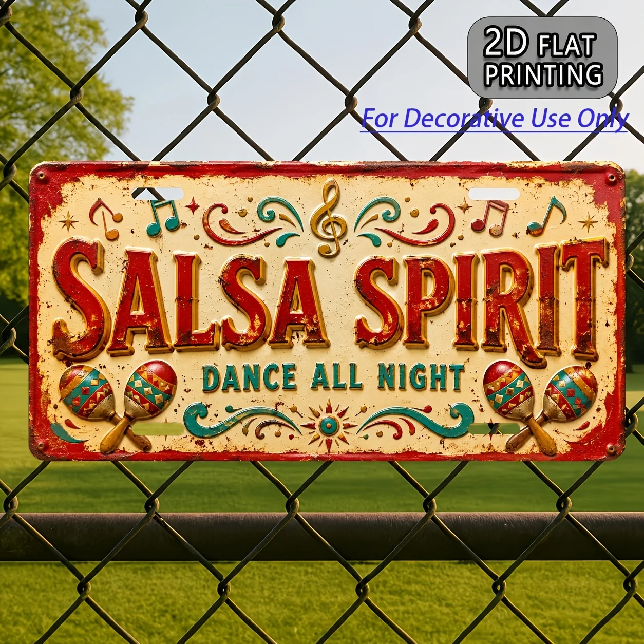 2D Flat, [2D Flat] 1pc Sarasha Spirit-Themed Vintage Wall Sign - Rectangular Retro Industrial Decor Suitable for Home, Bar, Outd