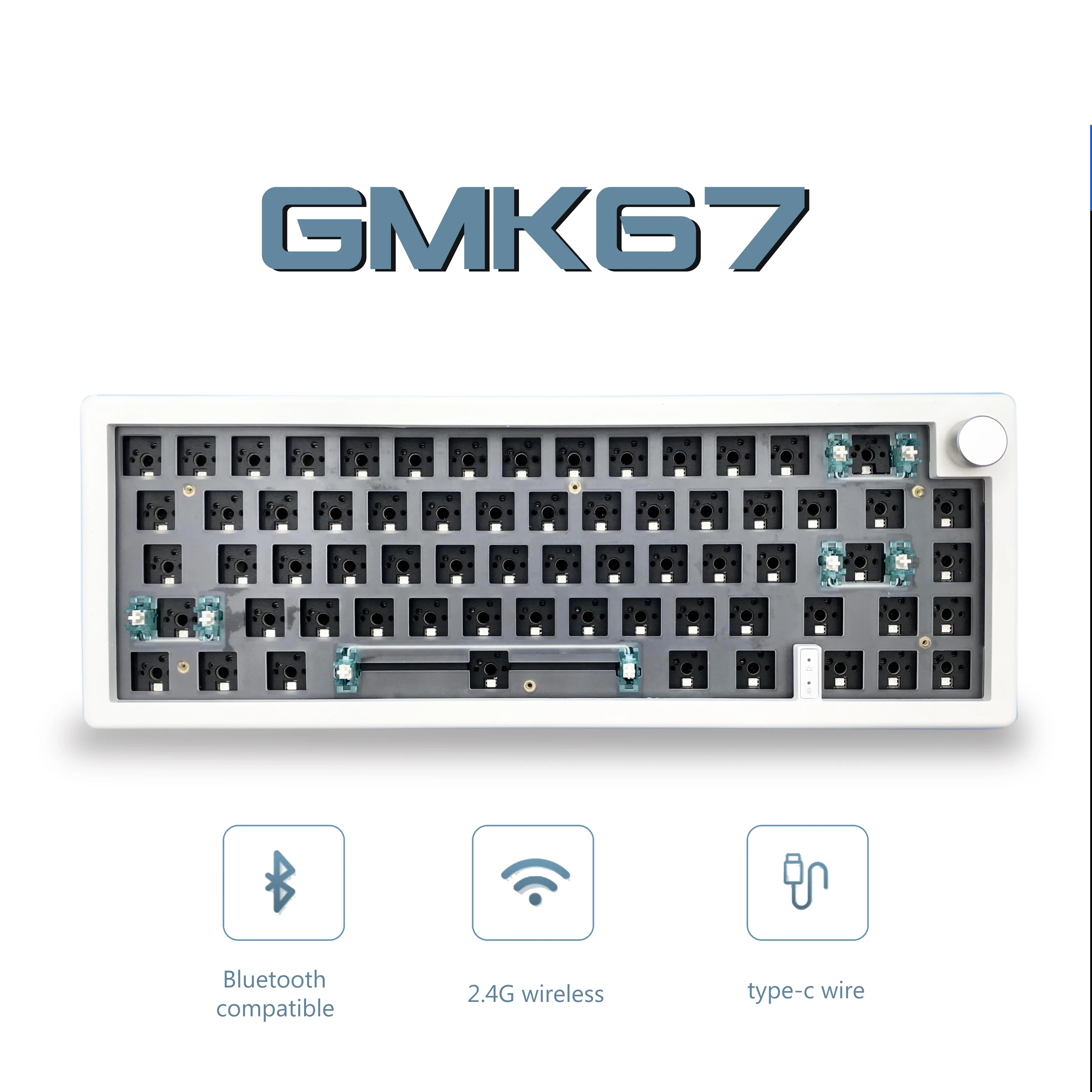 

GMK67 65% Gasket Bluetooth 2.4G Wireless Hot-swappable Customized Mechanical Keyboard Kit RGB Backlit