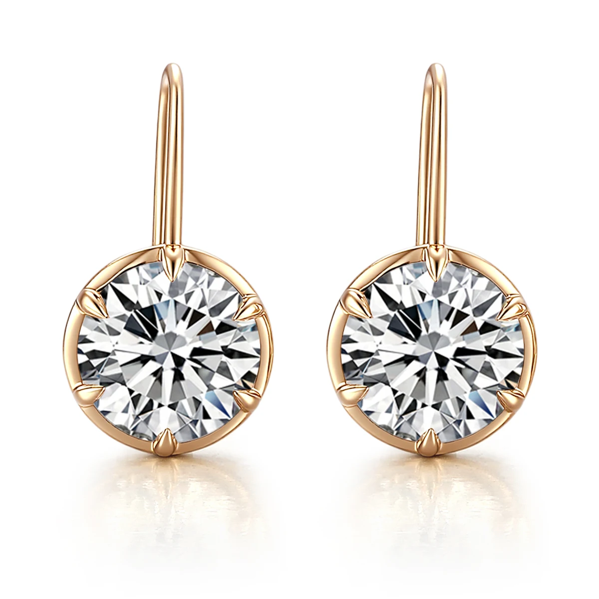 

Provence10K Yellow Gold Fishhook Earrings With Round 1.5ct per Lab Grown Diamond Daily Wear Jewelry and Birthday Gift for Women