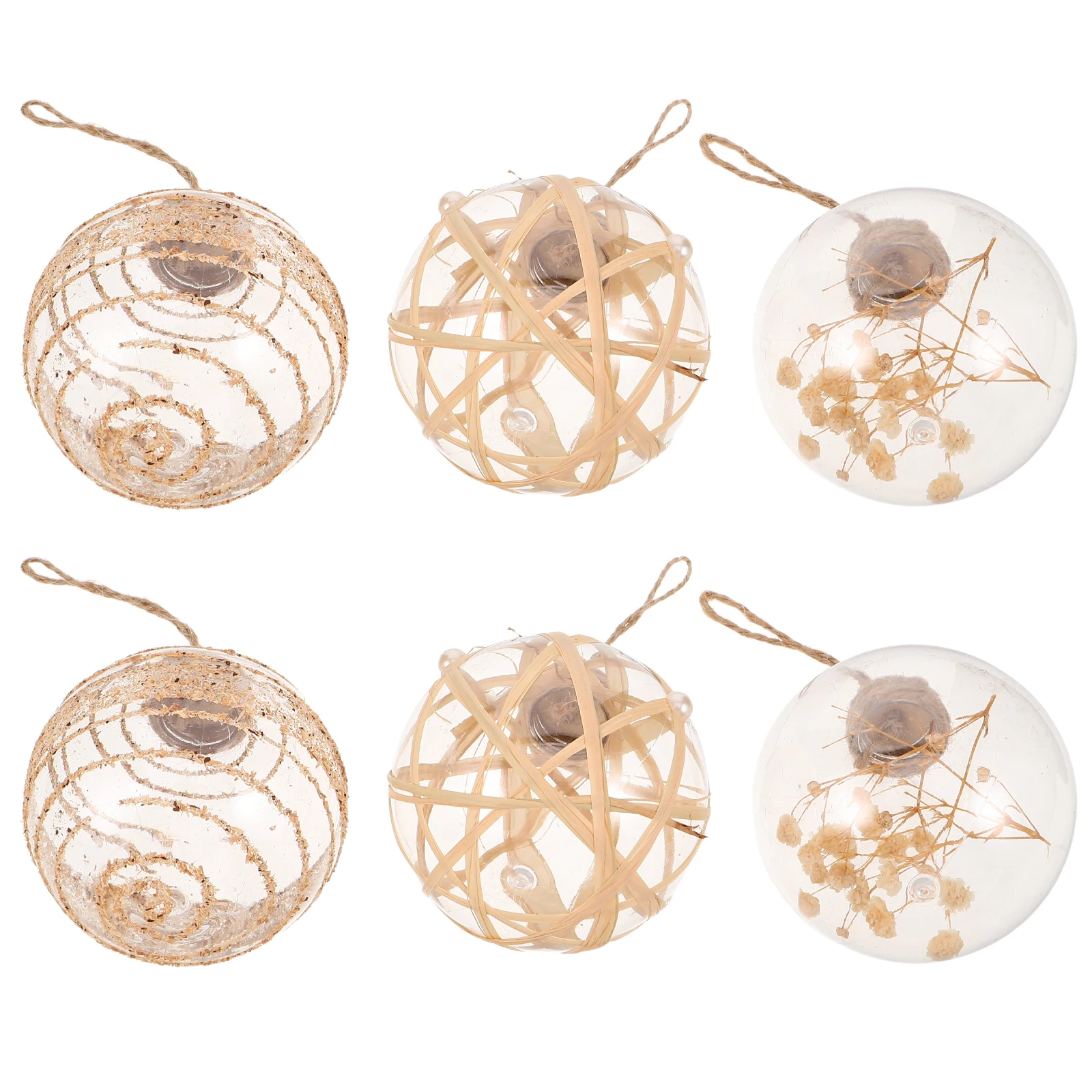 

6Pcs Clear Plastic Xmas Balls Shatterproof Ornament Balls Twine Hanging Christmas Tree Decorations Wedding Holiday Party