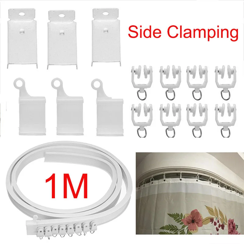 Curtain Rail Side Clamping Visible Track Curtains Accessories Plastic Bendable Curtain Track Rod Rail White Modern Style D4