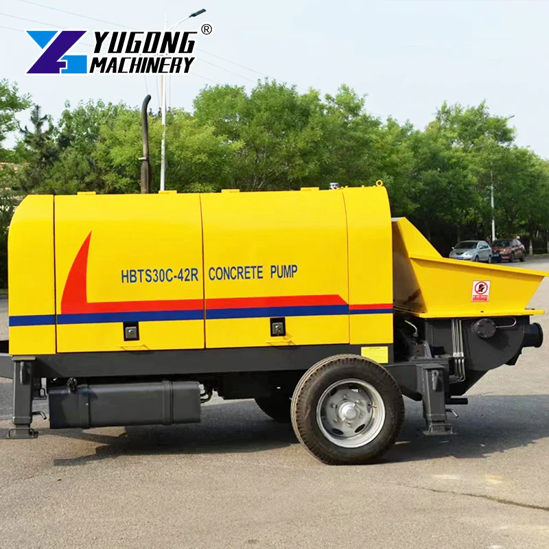 Бетононасос, приятный для бюджета, установленный на прицепе, со складной конструкцией для легкой транспортировки и быстрой настройки.