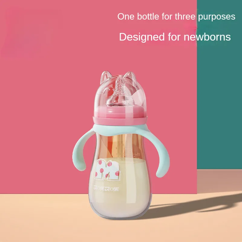 

330ml Baby Nipple Bottle Baby Straw Bottle Newborn Bottle PP Feeding Bottle Kids Boys Girls Anti-choking Bottles Silicone Nipple