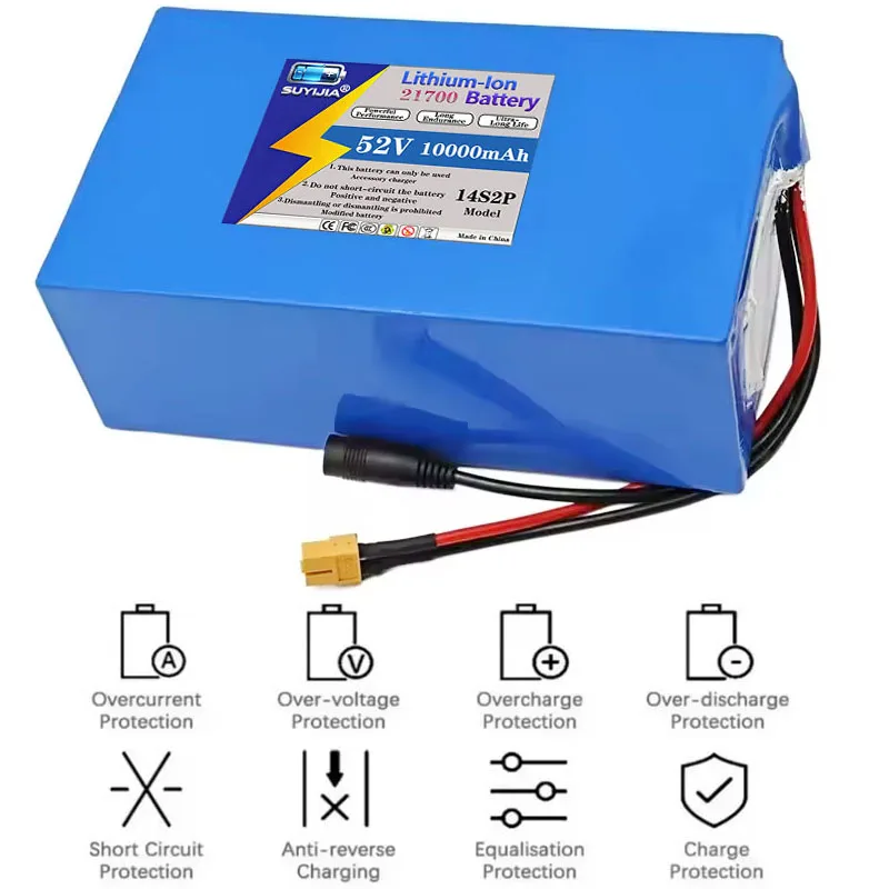 New high-power lithium-ion battery for 21700 motor solar off-road vehicle, 52V 10000mAh, 14S2P