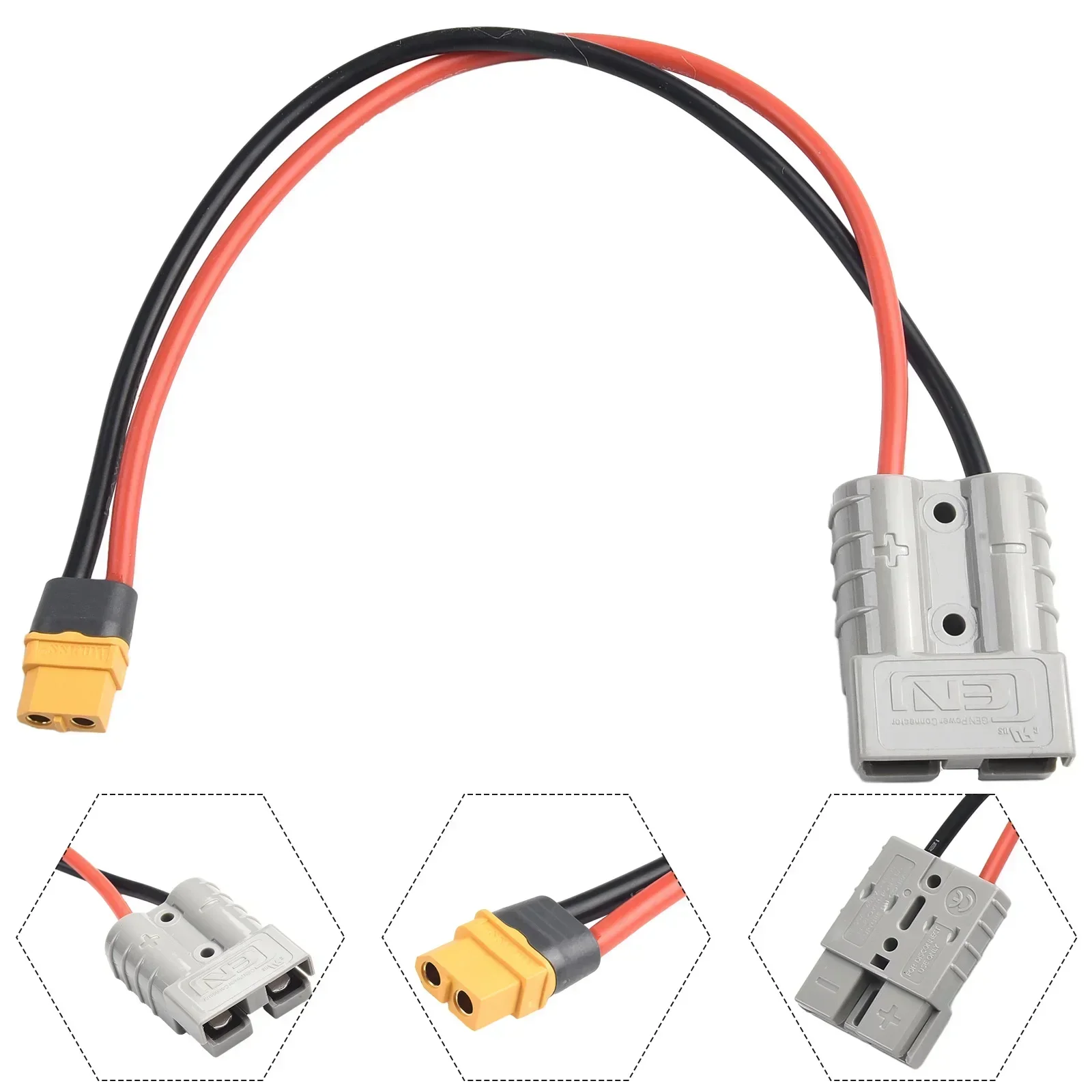 1 STKS 50AMP 600 V Voor ANDERSON Connector Plug Voor MPN 013690   Voor XT60 Connector Adapterkabel 12AWG 30cm Voedingsadapter