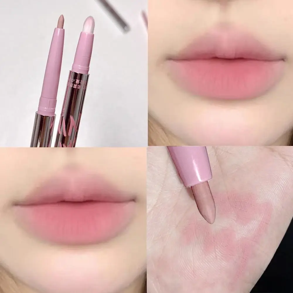 Herramienta de maquillaje delineador de labios mate de larga duración taza antiadherente lápiz labial impermeable pluma a prueba de sudor tinte de labios rosa suave chica