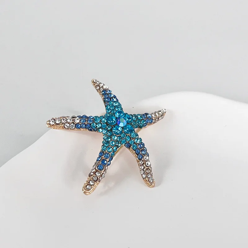 1Pc Delicate Starfish Brooch for Men Women Retro Sea Star Inlaid Zircon Brooches Pins Jewelry Accessories Party Gifts 2024 Trend