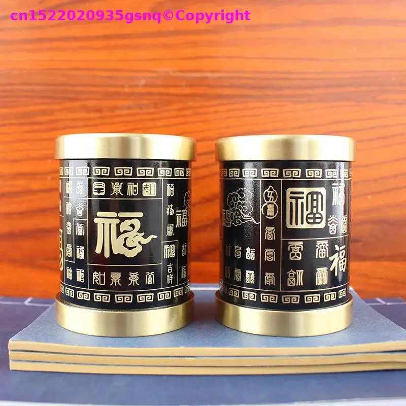 Exclusive CHINA best Foreign business present FU Ancient pictographic characters lucky Pen Holder Copper pen holder ashtray