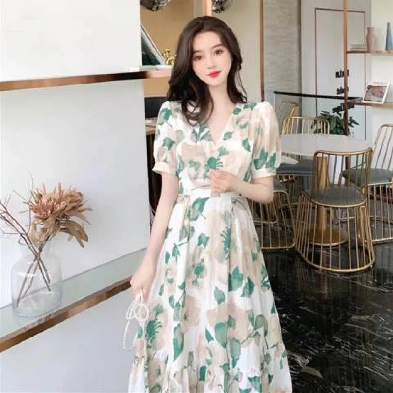 

2025Summer New Hepburn Style Salty Dress Ankle Fairy Mori Floral Children