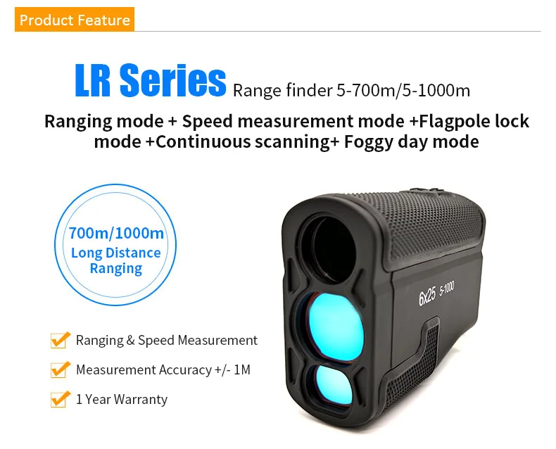 Golf Laser Rangefinder 6X Magnification Laser Range Finder for Hunting with Speed Scan and Normal Measurements