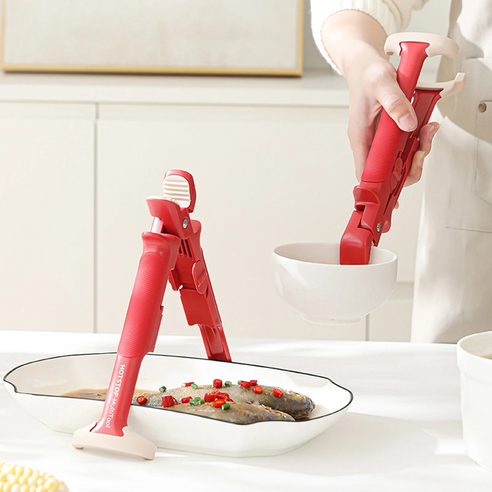 

2-in-1 Hot Bowl Holder Dish Clamp Pot Pan Gripper Clip Hot Dish Plate Bowl Clip Retriever Tongs Silicone Handle Kitchen Tool