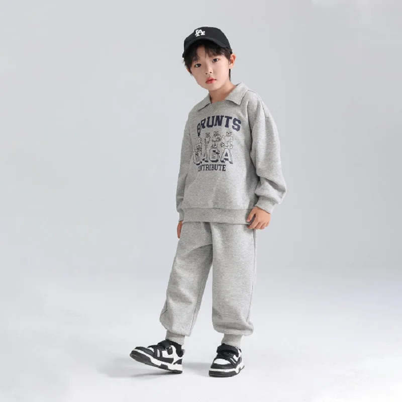 2026 Spring Autumn Girls Boys Alphabet Workout Preppy Sweatshirt+Sweatpant School Kids Tracksuit Child 2PCS Outfit Jogger Set