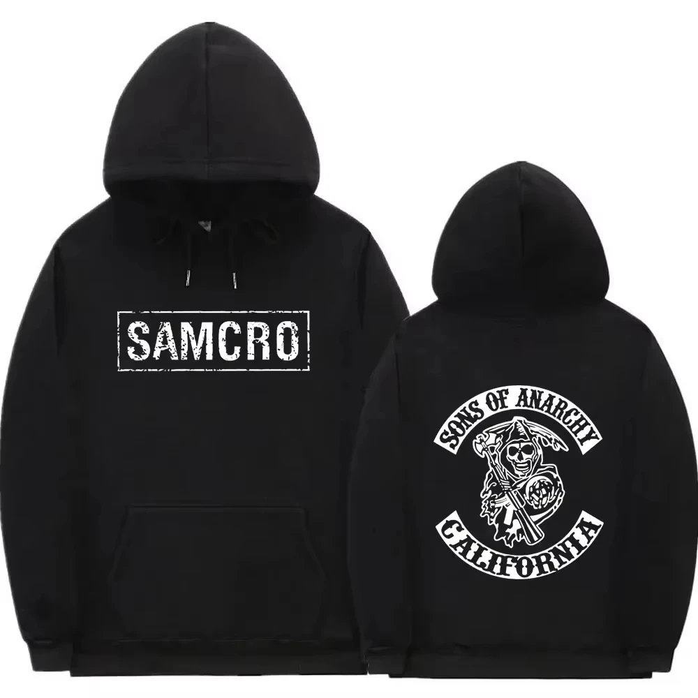 

Толстовка с капюшоном с двусторонним принтом, топы Sons of Anarchy SAMCRO для мужчин и женщин, модный брендовый дизайн, пуловер, хлопковые флисовые толстовки