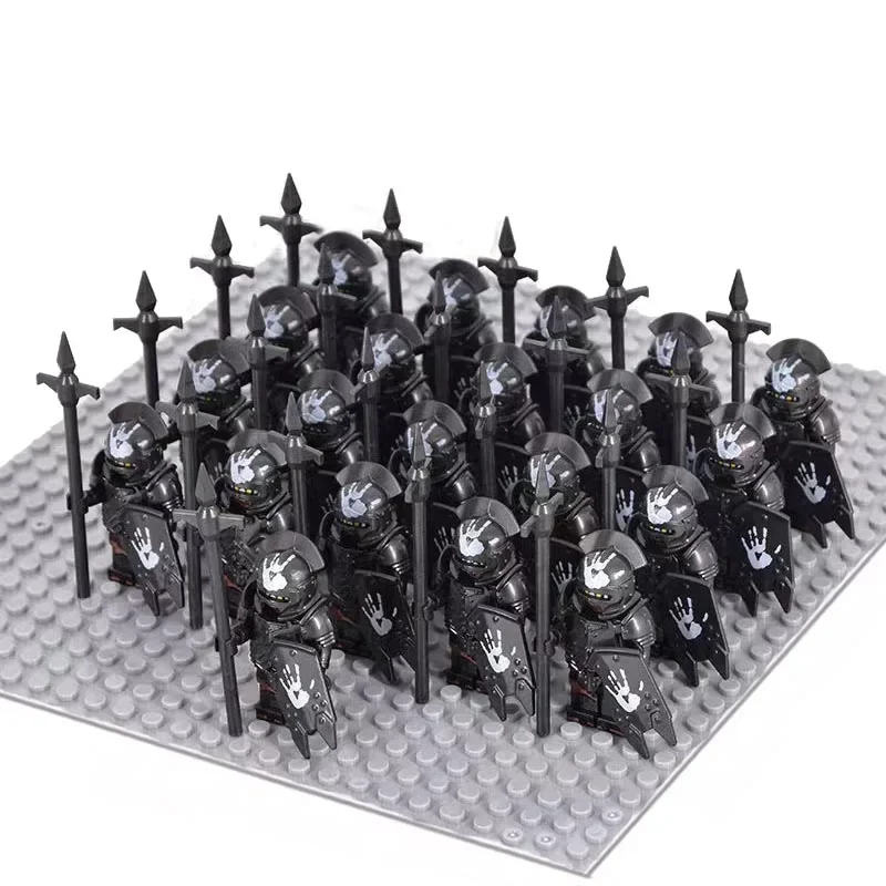 21pcs Medieval Dwarf Warrior Elves Knights lotr and Uruk-hai Orc Rohan Elves Warriors Sodier figures Building Brick Blocks Toys - Detail 1