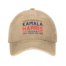 Kamala Harris 2024 Let's Finish The Job Men Women Baseball Cap Distressed Washed Caps Hat Vintage Outdoor Running Golf Headwear