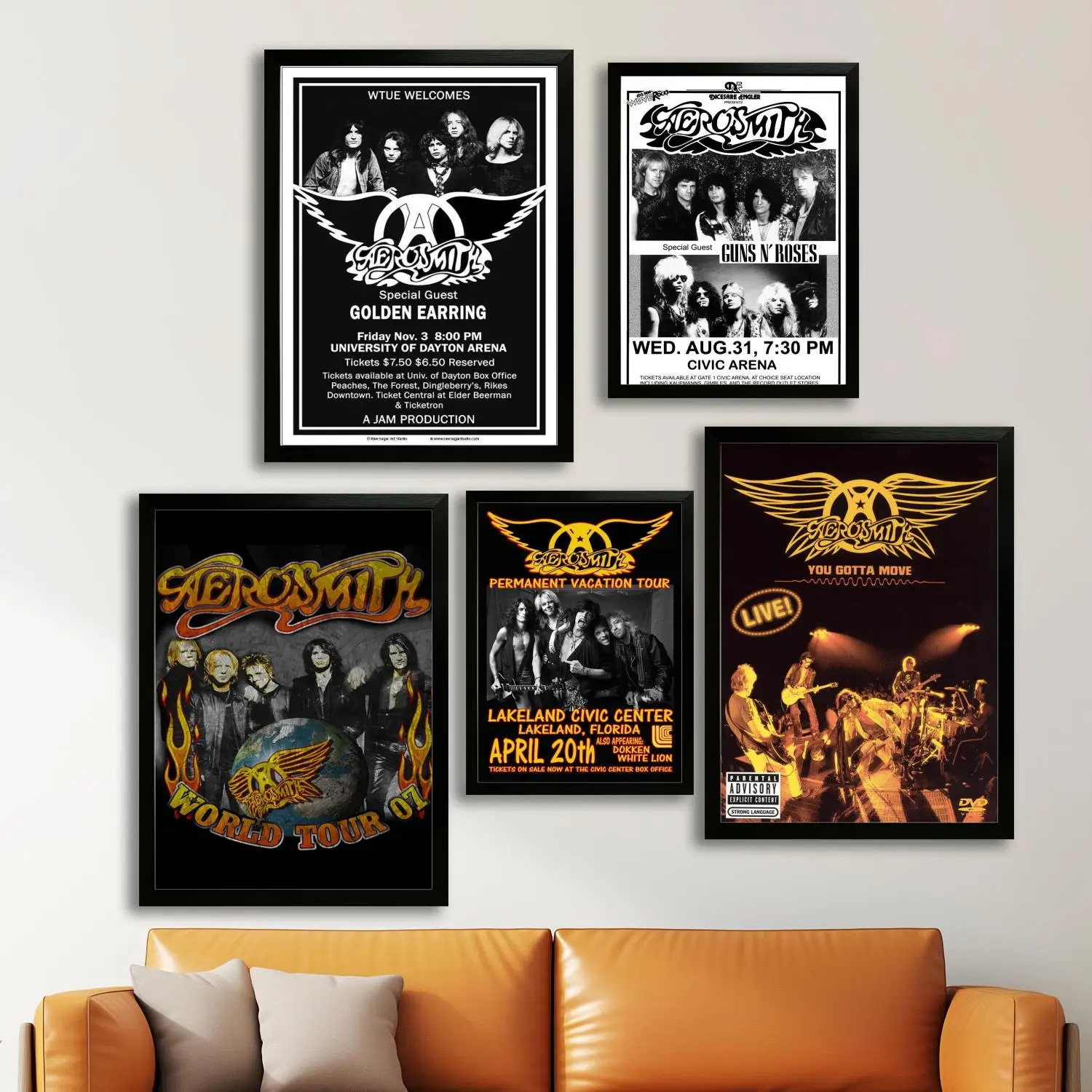 1975 Cleveland Concert Aerosmith Canvas Poster, Wall Art Picture Print, Modern Family Bedroom Decor Posters,Decorative painting