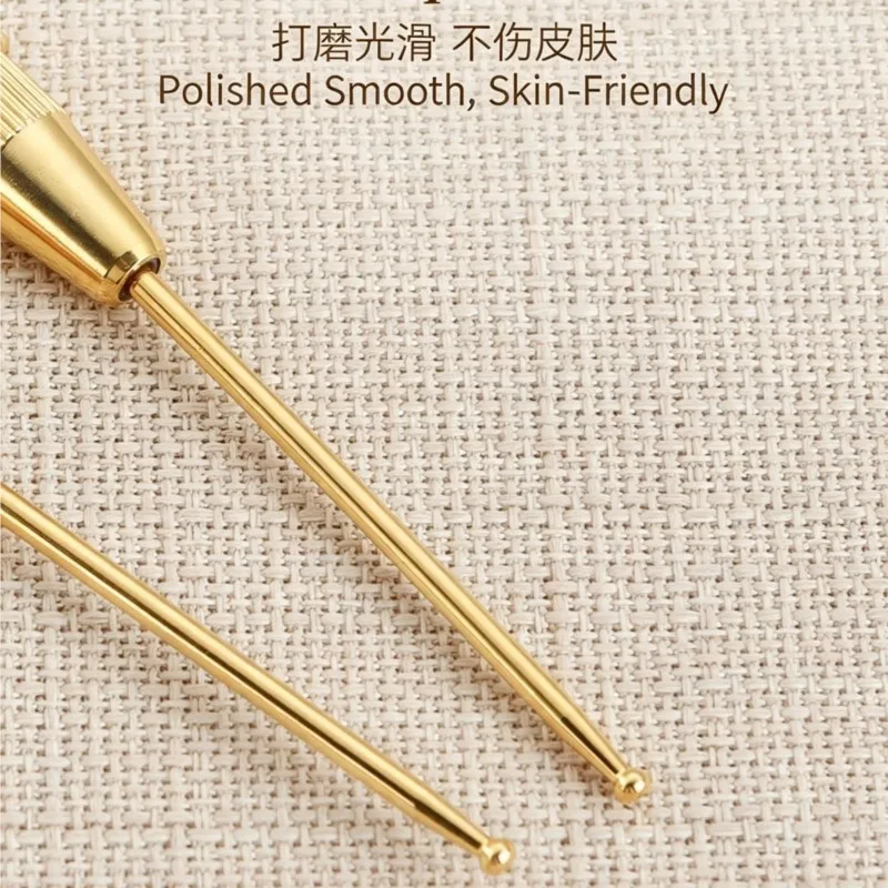 Pure brass roller massage ball for facial massage, lifting ear points massage stick, scraping therapy for acupuncture points