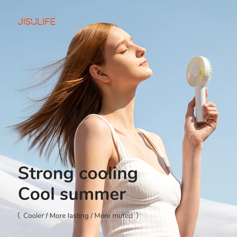 JISULIFE USB Mini Strong Wind Handheld Fan Portable and Quiet Rechargeable Hand Fan for Student Office Small Pocket Cooling Fans