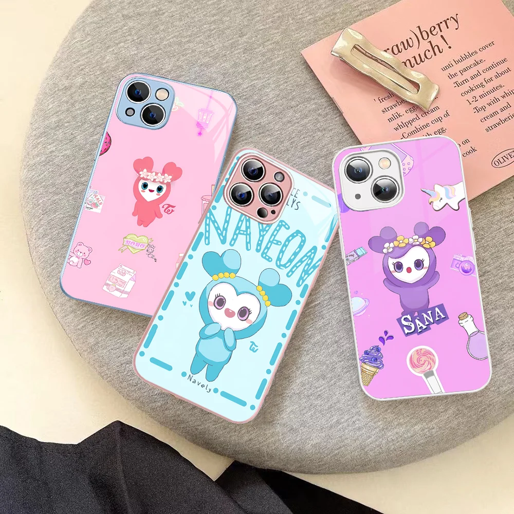 Laburi Twice-Lovelys Phone Case For iPhone 14 13 12 Mini 11 Pro XS Max X XR 14 Plus Tempered Glass Cover