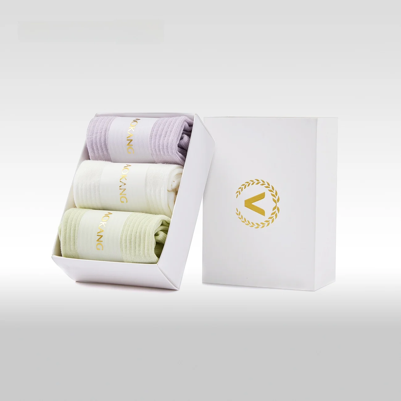 aokang-夏新作女性の低彩度ソリッドカラー薄いショートソックス-3-色パック通気性軽量カジュアルソックス